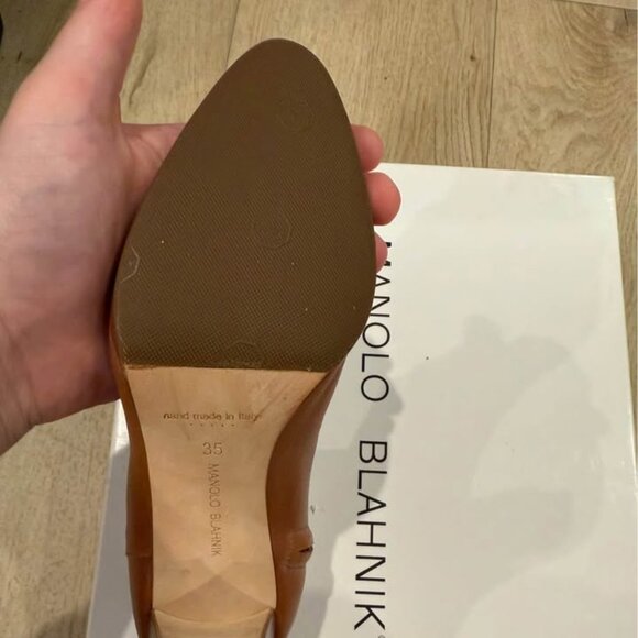 Manolo Blahnik Brusta Brown Leather Ankle Boots - Picture 2 of 5